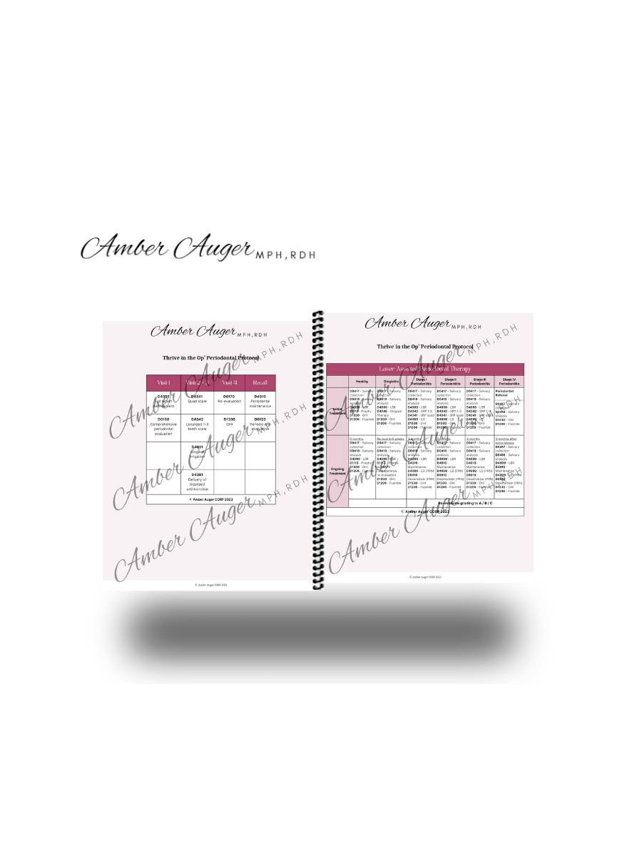 Chairside Laminated Book: RDH Codes, Perio Treatment Guide, and More!