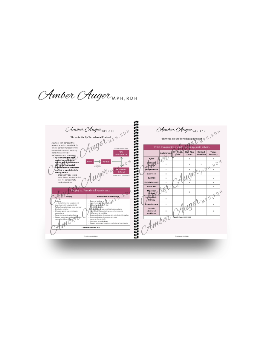 Chairside Laminated Book: RDH Codes, Perio Treatment Guide, and More!