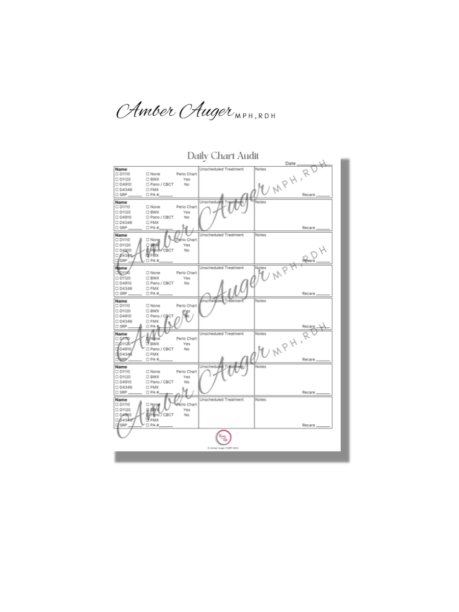 Laminated & Printed Daily Audit Sheet | Time Management Collection