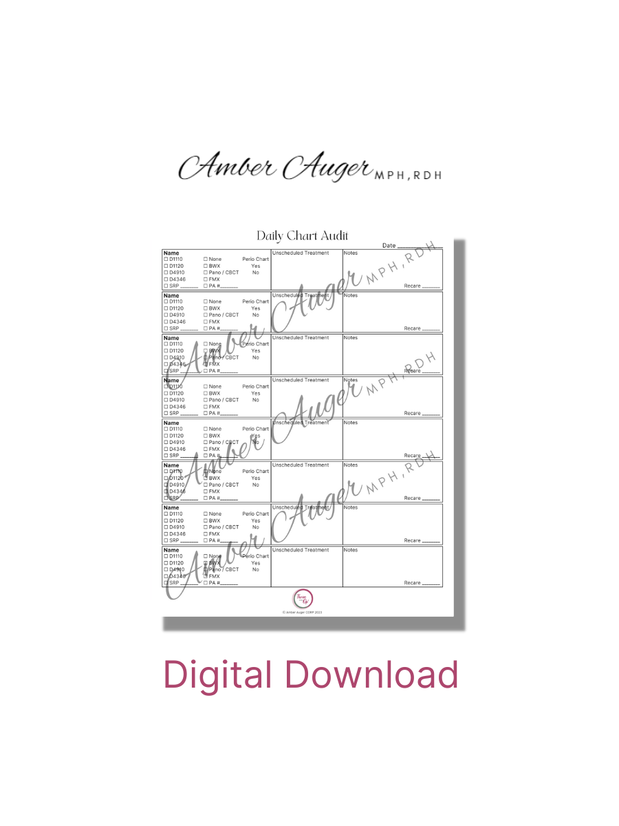 RDH Digital Download - Daily Audit Sheet | Time Management Collection