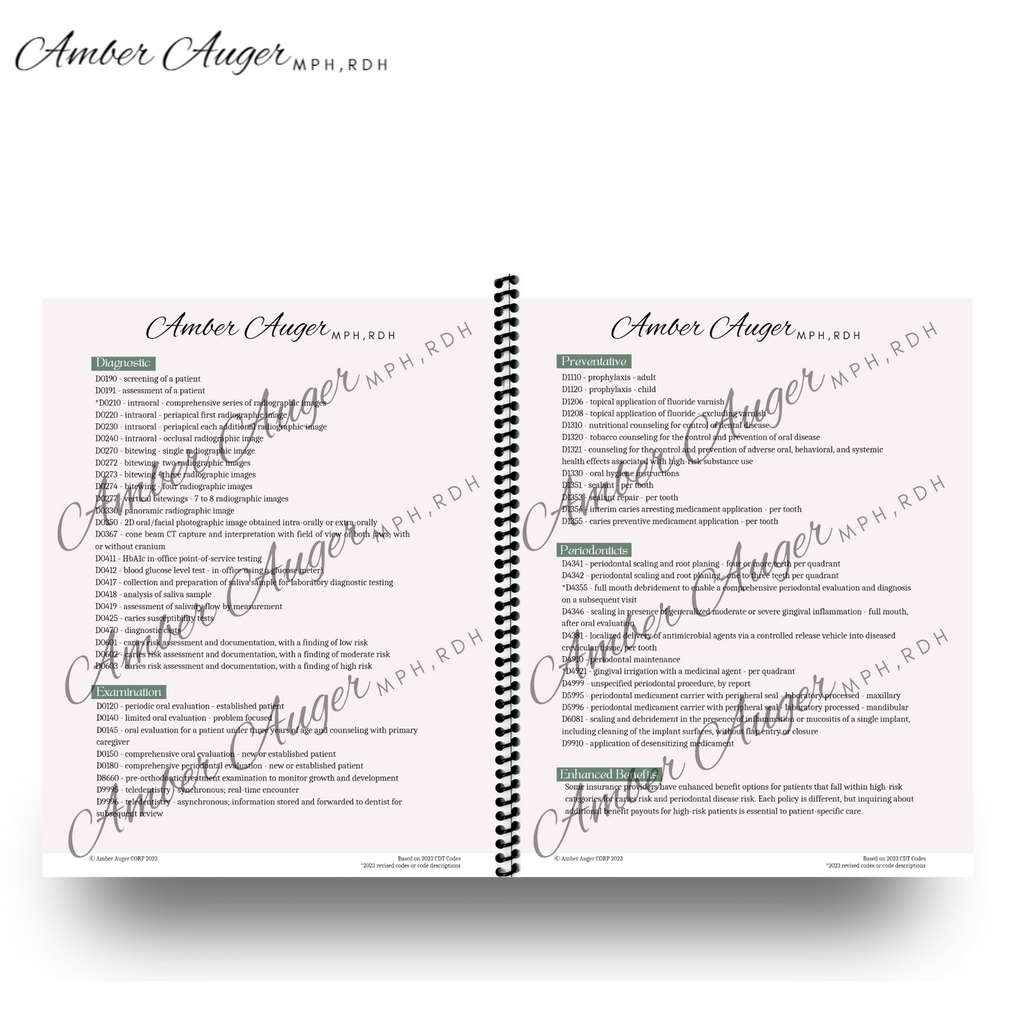 Chairside Laminated Book: RDH Codes, Perio Treatment Guide, and More!